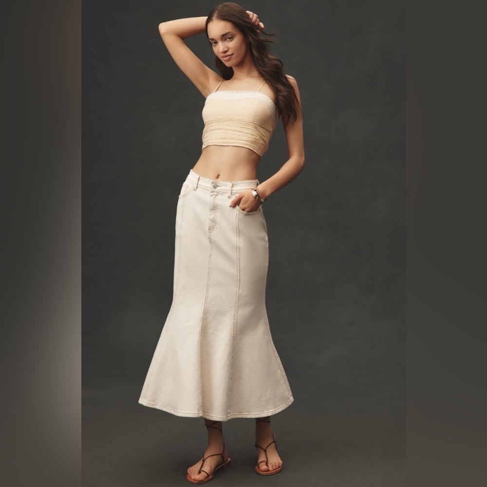 Avec Les Filles Ecru Denim Skirt